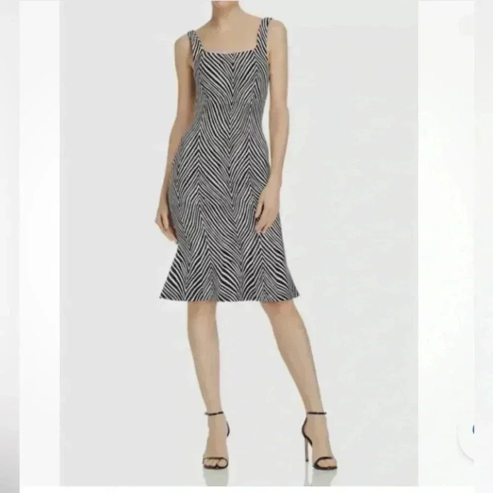 Ronny Kobo Shondra Square Neck Zebra Print MIDI Dress  Sz Medium NWOT